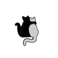 Broche de gatos blanco y negro en metal para bolsos y accesorios decorativos - Gatos abrazándose (C2269)