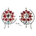 Pink and red crystal body jewelry stickers with radiant floral gems for rave parties - XT-35 Pink Radial Flower Sticker