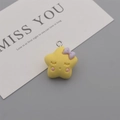Cute yellow star resin pendant with purple bow and silver ring for DIY jewelry making - Star with Bow
