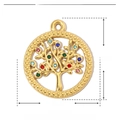 Detaillierte Parameteranzeige für einen goldenen Edelstahl-Lebensbaum-Anhänger mit bunten Strasssteinen - Gold Lebensbaum - Mit Bunten Strasssteinen (YE598-3)