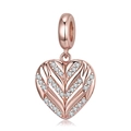 Ciondolo a cuore in oro rosa con pavé di zirconi per bracciali e gioielli fai-da-te - Argento sterling 925 / Oro Rosa (PD0743)