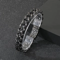 Bracciale cubano in acciaio inossidabile nero vintage con trama martellata da uomo - Nero (KB203086-KJX)