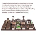 Brown and beige faux leather jewelry display set for rings necklaces and earrings - Set 11
