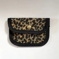 Canvas leopard print mini coin purse with a secure brass snap button closure - Leopard Print