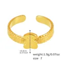 18k gold plated stainless steel open ring featuring a 3D bear motif and textured band - US 7 / Gold-Three-Dimensional Bear Style (Y021MDD250415)