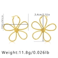 Detailed dimensions of 18K gold-plated floral hollow earrings with weight and size info - KE0414
