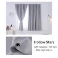 Grey double-layer blackout curtain with laser-cut stars and easy velcro installation - W0.7m*H1.0m / Gray
