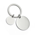Porte-clés en acier inoxydable avec disques ronds polis pour gravure laser de logos - Grandes et petites étiquettes rondes / Argent