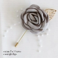 Elegant dusty grey burnt rose boutonniere with gold leaf and pearl accents - Grey (With Pearl Chain)