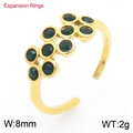 Anello aperto dorato regolabile con dieci perline verdi, larghezza 8mm, peso 2g - US 7 / Stile Pietra Verde Dorata (KR110835-K)