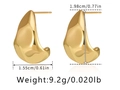 Detailed size specifications for irregular golden Nordic moon-shaped stud earrings - Irregular Geometric (KE1027) / Gold