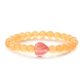 Fashionable beaded bracelet featuring orange tiger eye stones and a pink heart pendant - Orange Jade