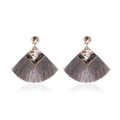Bohemian grey tassel earrings with geometric diamond pendants and vintage ethnic style - Grey Geometric Fan (S206)