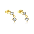 Elegant S925 sterling silver drop earrings with sparkling cubic zirconia in gold finish - MME766-2 Gold Double Round Zirconia