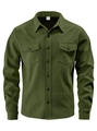 Close-up detail of olive green corduroy shirt collar and size M brand label - S / Army Green