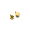 Golden hexagonal charms with green gemstone and polished finish for jewelry making - 6mm / Hexagon Gold Lemon Yellow