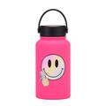 Vacuum insulated 650ml fuchsia stainless steel water bottle with smiley face design - Gradient Smiley Summer