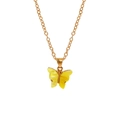 Golden butterfly pendant necklace featuring yellow pearlescent texture for women - A3055-YE (Solid Yellow Butterfly)