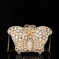 Luxury champagne bottle shape clutch bag with sparkling butterfly crystal and chain strap - 17.5x11 Butterfly Gold