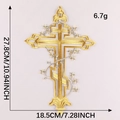 Toppa ricamata a croce dorata con stelle d'argento, altezza 27,8 cm per vestiti - Grande Decorato / Oro