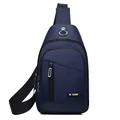 Waterproof navy blue oxford chest bag for men with multi-zipper pockets and adjustable strap - 0104 Blue