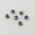 Blue and gold cloisonne enamel watermelon spacer beads for DIY jewelry making - 371# Six-character Mantra Bead 6mm / 1 Piece