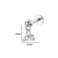 Roestvrijstalen labret piercing met zirkonia hanger en interne schroefdraad sieraad - Driehoek Triple Edelsteen Stijl (2639-2) / 1.2x8mm / Zilver