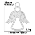 Dimensiones detalladas del colgante de ángel plateado con altura 23mm y anchura 19mm - Colgante / Color Acero