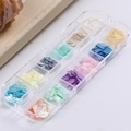 12-grid storage box with colorful iridescent nail art shell flakes and abalone fragments - Super Glitter Thin Shell Flakes (BH)