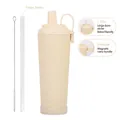 Matte cream 830ml insulated cup with 1.2cm wide straw for pearls and magnetic handle - 830ml / Cream