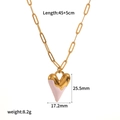 Dettaglio collana cuore oro 18k con dimensioni 25,5mm e peso 8,2g indicati in foto - Collana Cuore Rosa in Smalto (TN3482-PK) / Oro/Rosa