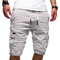 Pantaloncini cargo estivi da uomo grigio chiaro con coulisse e grandi tasche laterali - Taglia M / Pantaloni e gonne / Grigio biancastro