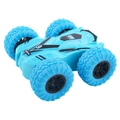 Cyan inertial 4WD stunt toy car model G9 with black racing decals on white background - Double-sided Inertial Stunt Car / Blue (Double-sided/Bulk)