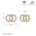 Detail of 925 sterling silver interlocking hoop earrings with micro-set 5A zircons - 925 Silver / 925 Silver Yellow Gold Plated