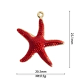 Red starfish charm with gold edges and dimensions 23.1mm by 20.3mm for DIY jewelry - DZ-3025 Red Starfish