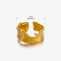 Adjustable golden stainless steel ring with 1.7cm inner diameter and hammered texture - Gold Ring 233