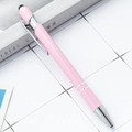 Sleek pink retractable stylus pen with polished silver metallic accents for touch screens - Pink (Painted)