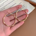 Boucles d'oreilles créoles dorées torsadées avec texture élégante pour femme - 5# Tige en Argent-Motif Torsadé Doré Petit