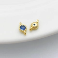 14K gold-filled circular bezel connector with blue zircon stone for DIY jewelry - Double Loop 4*8mm / Blue