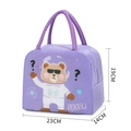 Purple insulated lunch bag with space bear cartoon, 23cm x 14cm x 19cm size - Purple Space Bear Cute