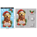 Golden retriever Christmas window sticker set with product dimensions in centimeters - Golden Retriever with Christmas Sign Style (BQ619)