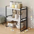 White 2-tier kitchen spice rack with black metal frame 40.7x20x36cm countertop organizer - 40cm 2-Tier Black Frame + White Board