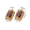 Vergoldeter rechteckiger Anhänger aus Edelstahl mit lila Zirkon und Größenangaben 17x10mm - Lila