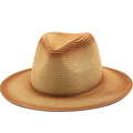 Chapeau fedora classique en paille avec dégradé marron et bord plat pour les loisirs - M (56-58cm) / Dégradé Brun Foncé (06)