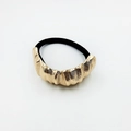 Elegant gold wavy shell alloy charm with black elastic hair tie for ponytail - Shell Wavy Texture (Hair Tie 18)