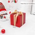 Matte red Christmas gift box 15cm with golden satin ribbon bow for holiday decor - 15cm Matte Red Gift Box