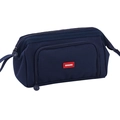 Dark blue canvas telescopic pencil case with Angoo logo and zipper pocket pouch - Boat-shaped Window Type / Navy Blue