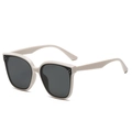 Retro oversized square sunglasses with cream beige frame and grey UV lenses - Off-White Frame Grey Lens