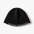 Gorro de punto negro con costuras blancas en contraste y un borde acanalado - Negro (21B016)