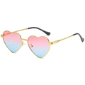 Lunettes de soleil cœur dorées avec verres dégradés rose-bleu et branches torsadées - Monture Dorée Dégradé Rose Bleu